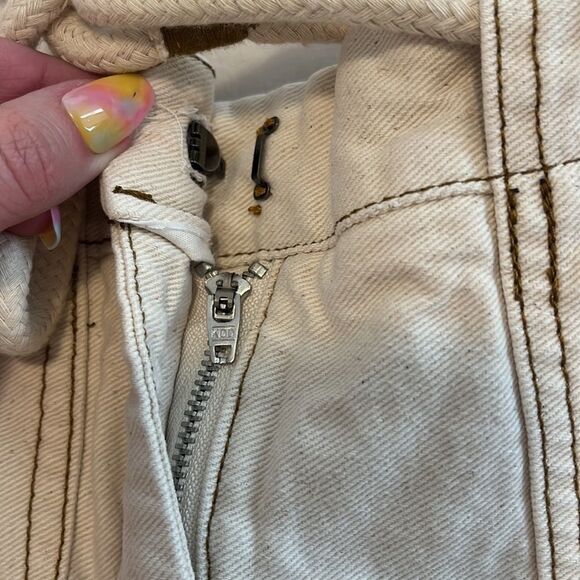 Anthropologie Current Air Ivory Tan Patch Pocket Belted Shorts Belted Sz 6 - Picture 10 of 10